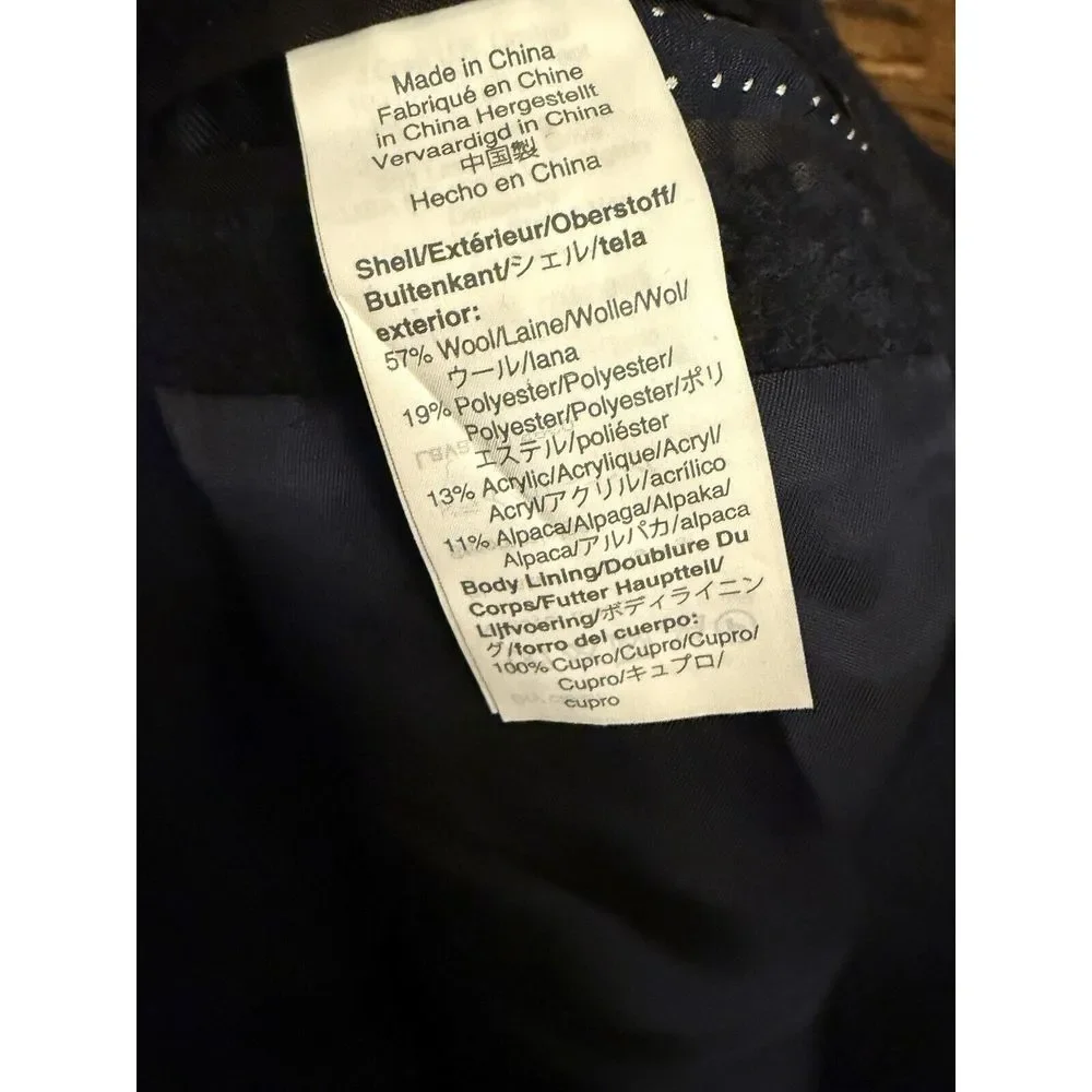 J. Crew Ludlow‎ Blue Wool Button Winter Full Overcoat Mens 46R